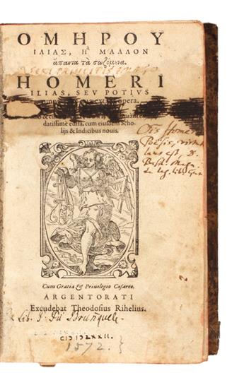 HOMER.   Homeri Ilias, seu potius omnia eius quae extant opera. Vol. 1 (of 2): Iliad only. 1572